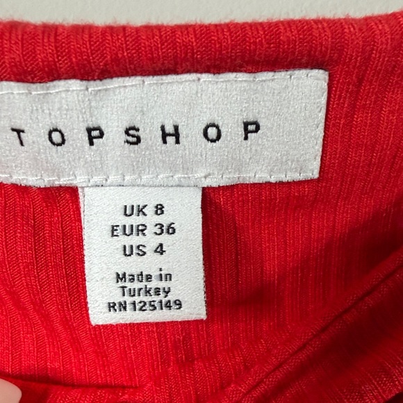 Topshop Red Ribbed Crop Top - Picture 2 of 2